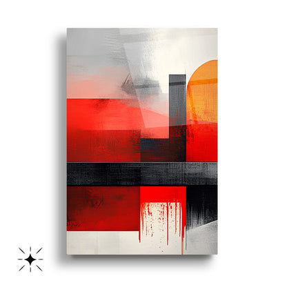 Soyut Turuncu Şehir Üçlü Set Cam Tablo