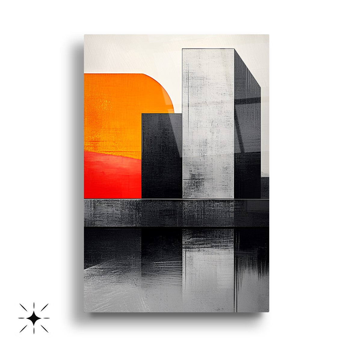 Soyut Turuncu Şehir Üçlü Set Cam Tablo