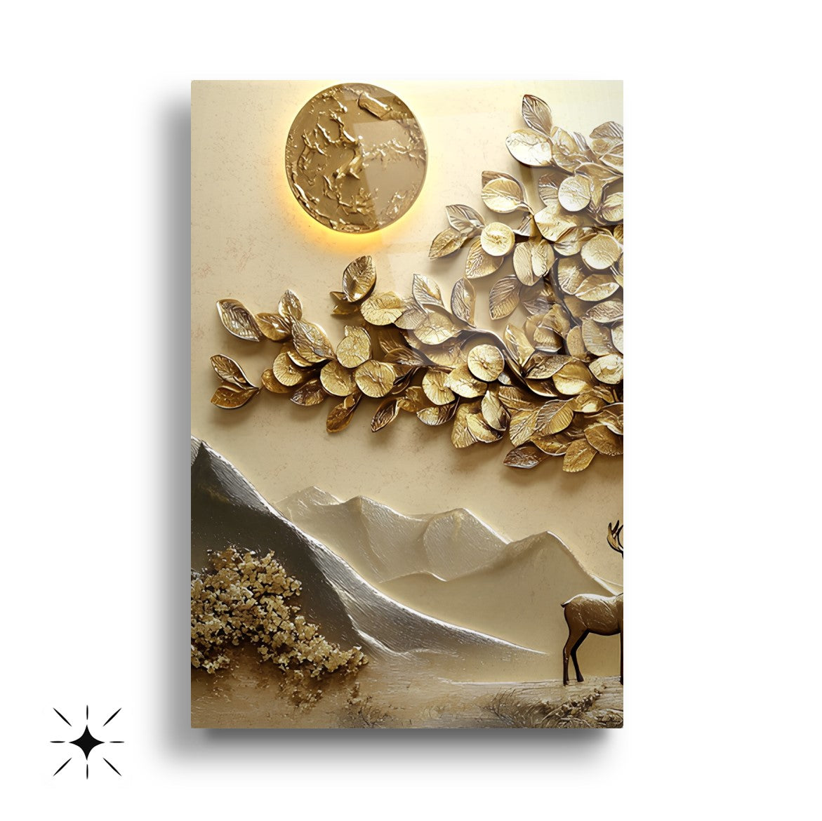 Gold Hayat Ağacı Üçlü Set Cam Tablo