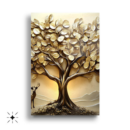 Gold Hayat Ağacı Üçlü Set Cam Tablo