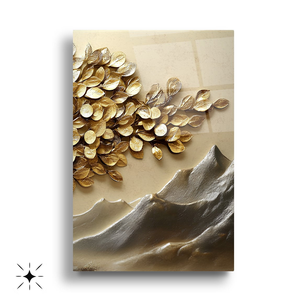 Gold Hayat Ağacı Üçlü Set Cam Tablo