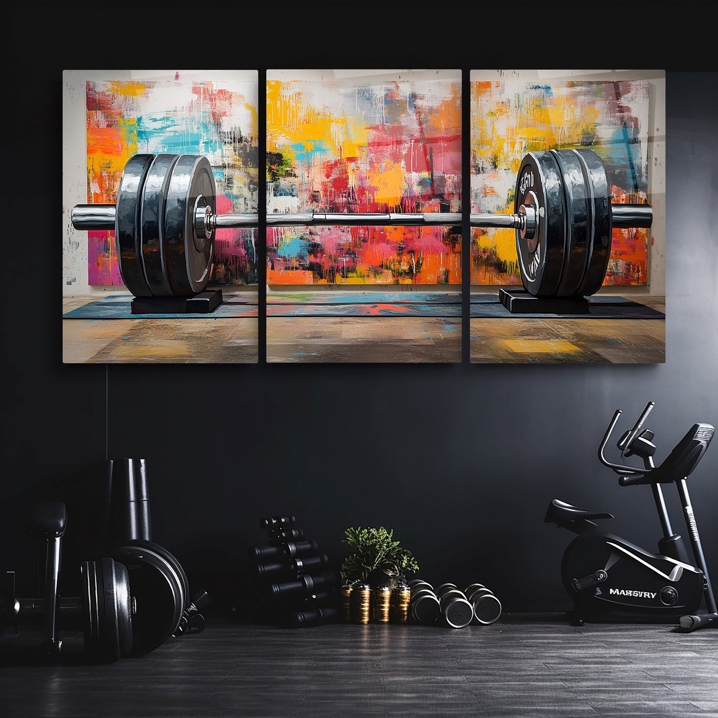 GYM Spor Salonu Halter Üçlü Set Cam Tablo