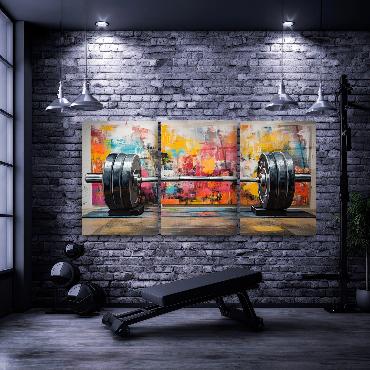 GYM Spor Salonu Halter Üçlü Set Cam Tablo