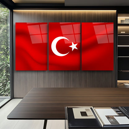 Bayrak Üçlü Set Cam Tablo