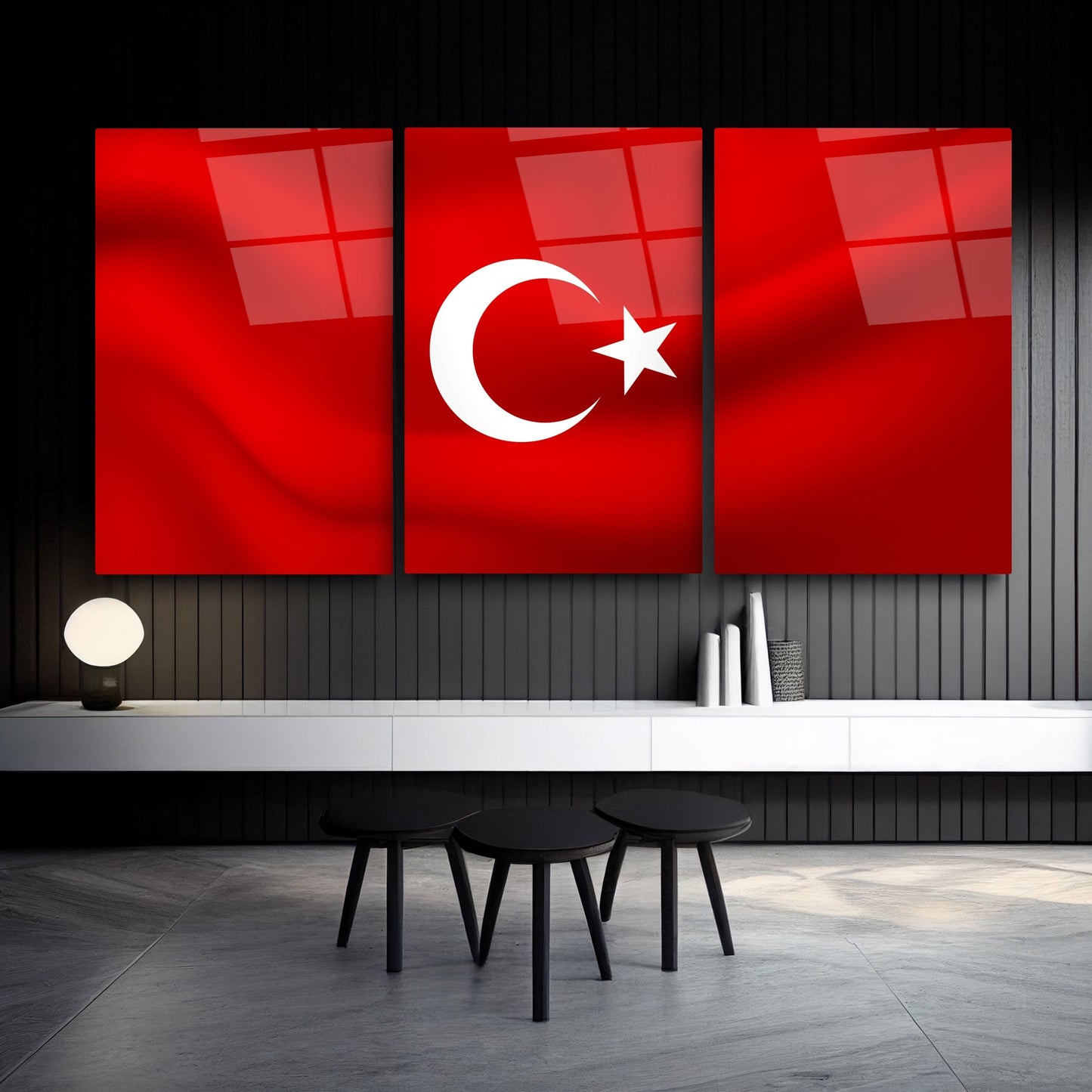 Bayrak Üçlü Set Cam Tablo