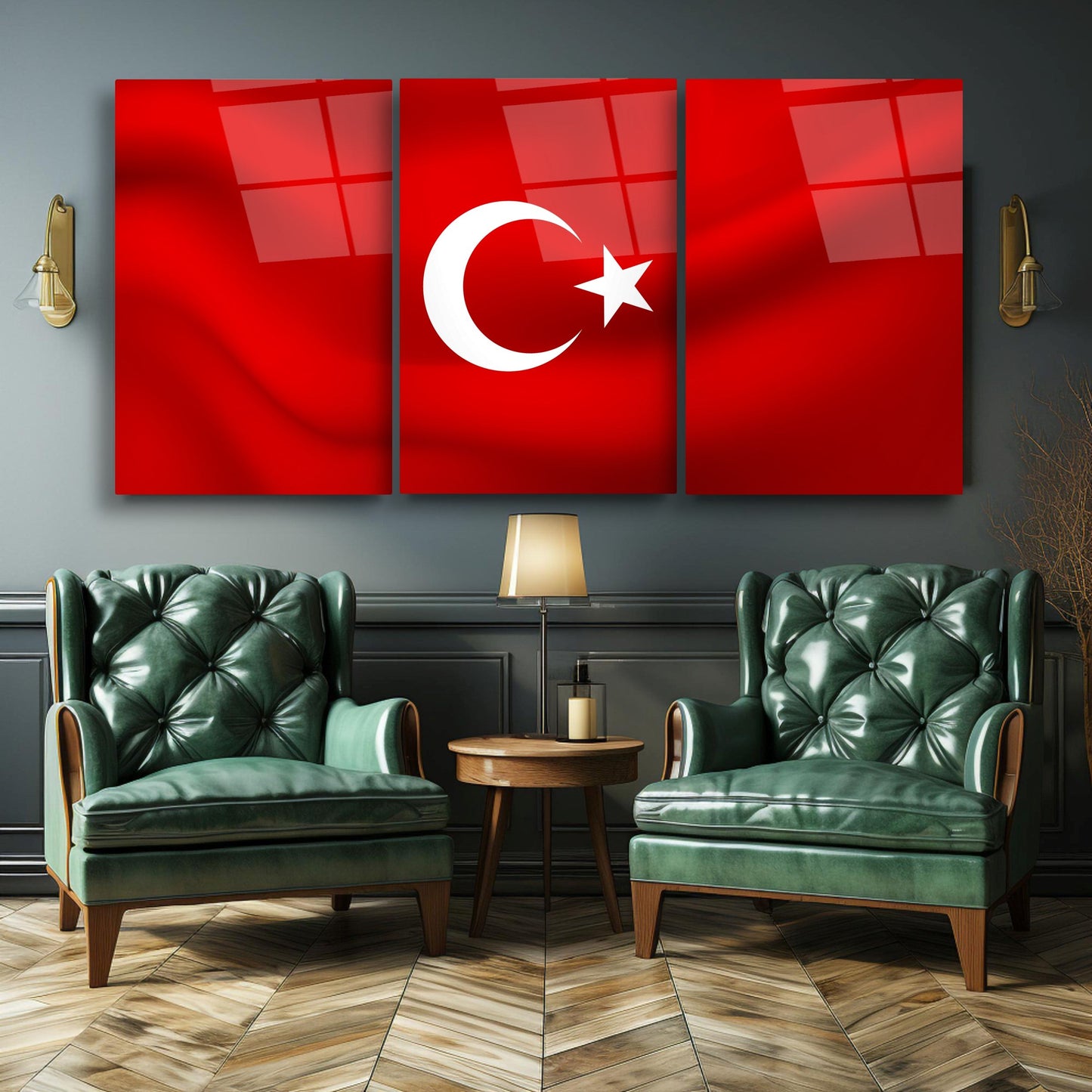 Bayrak Üçlü Set Cam Tablo