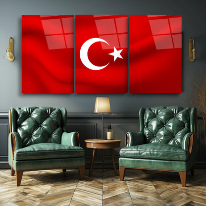 Bayrak Üçlü Set Cam Tablo