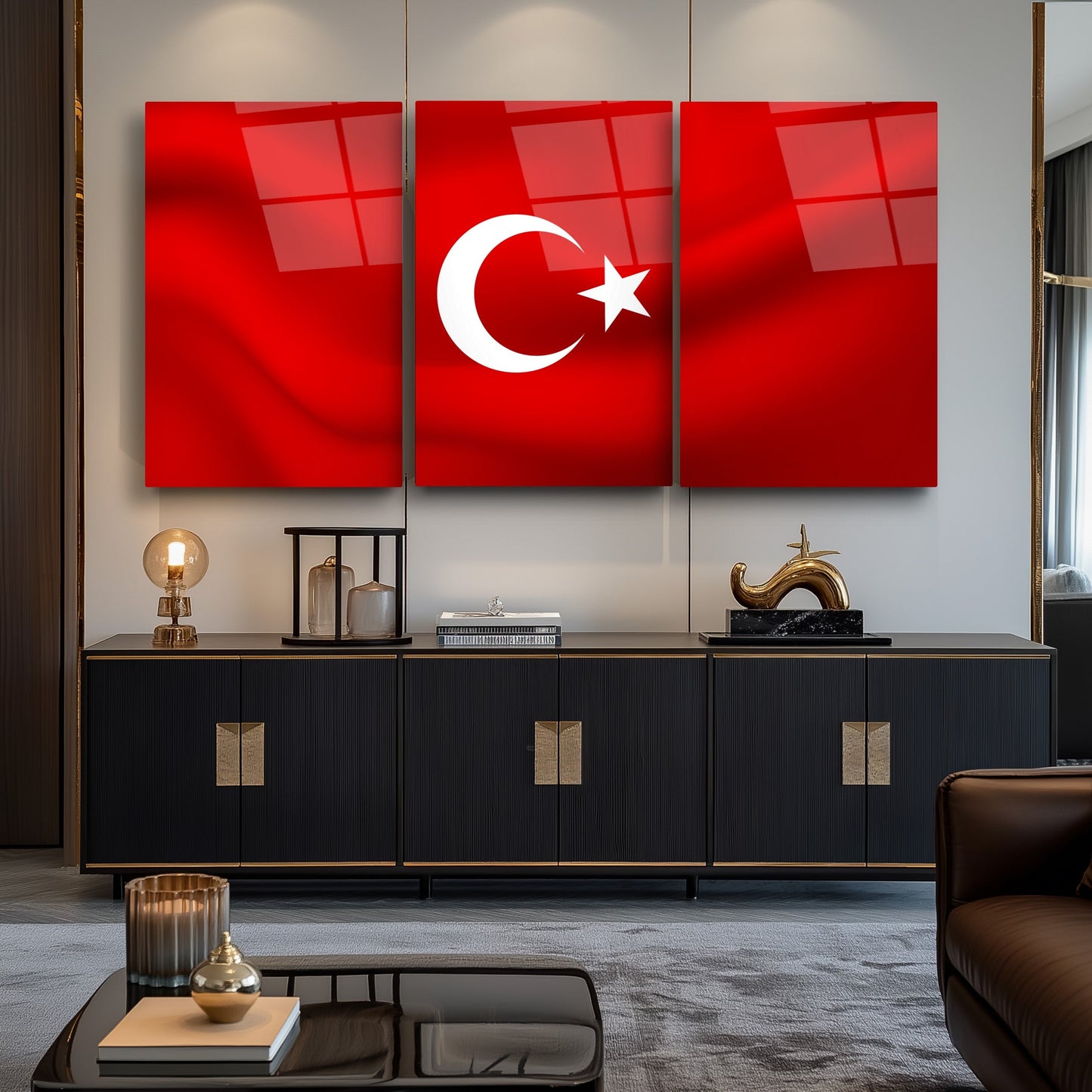 Bayrak Üçlü Set Cam Tablo