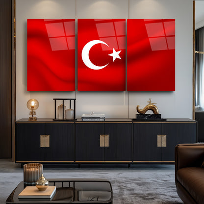 Bayrak Üçlü Set Cam Tablo