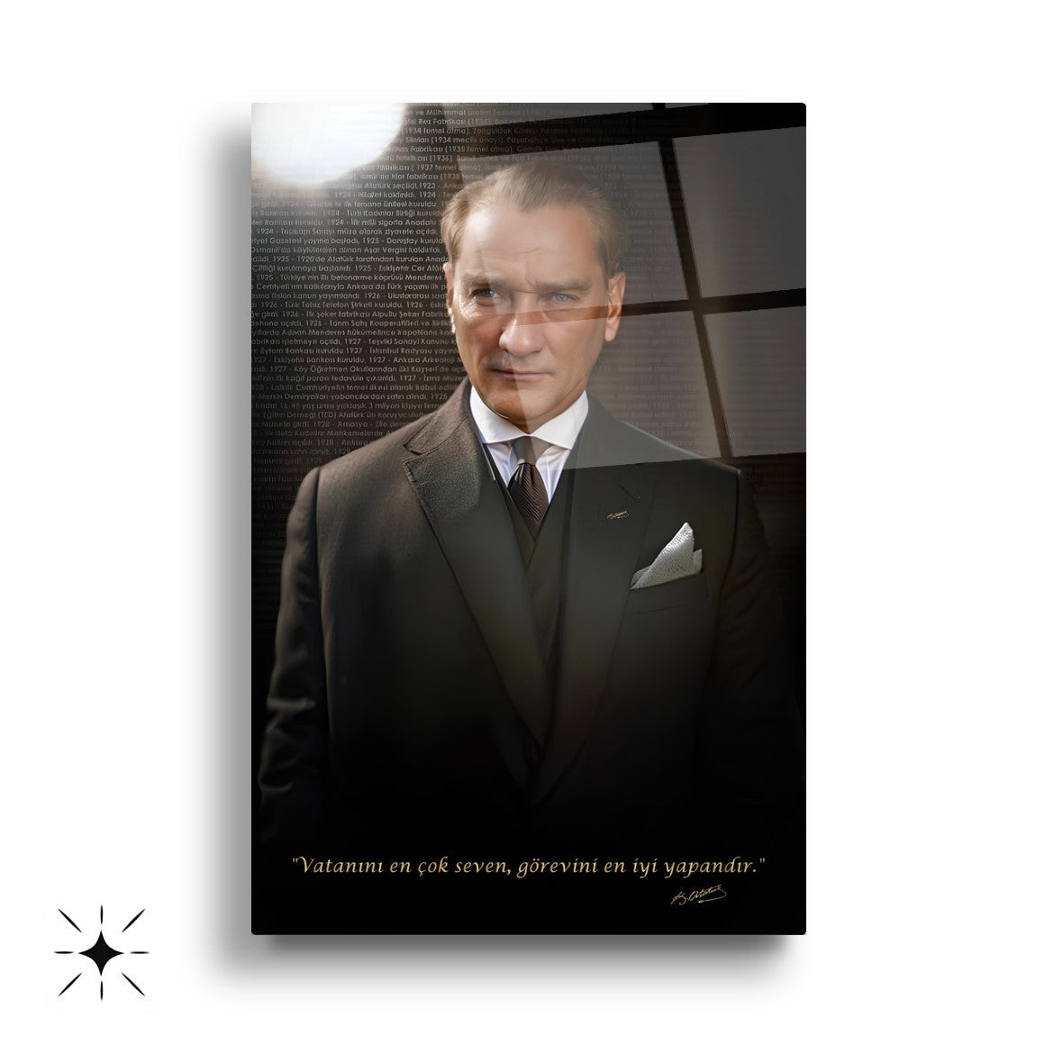 Atatürk Köşesi Üçlü Set Cam Tablo