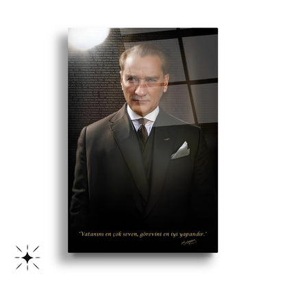 Atatürk Köşesi Üçlü Set Cam Tablo
