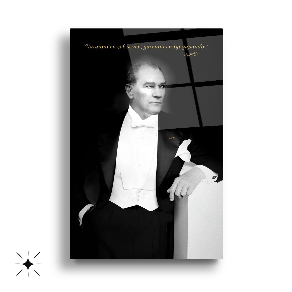 Atatürk Köşesi Üçlü Set Cam Tablo