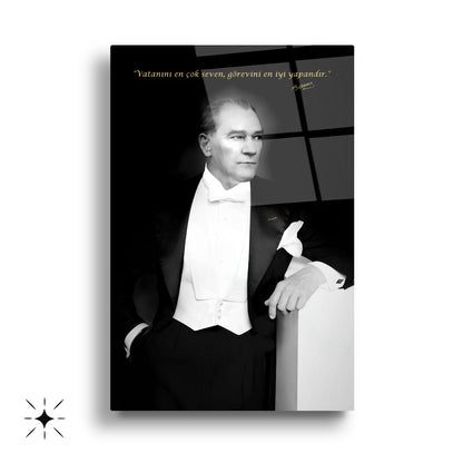 Atatürk Köşesi Üçlü Set Cam Tablo