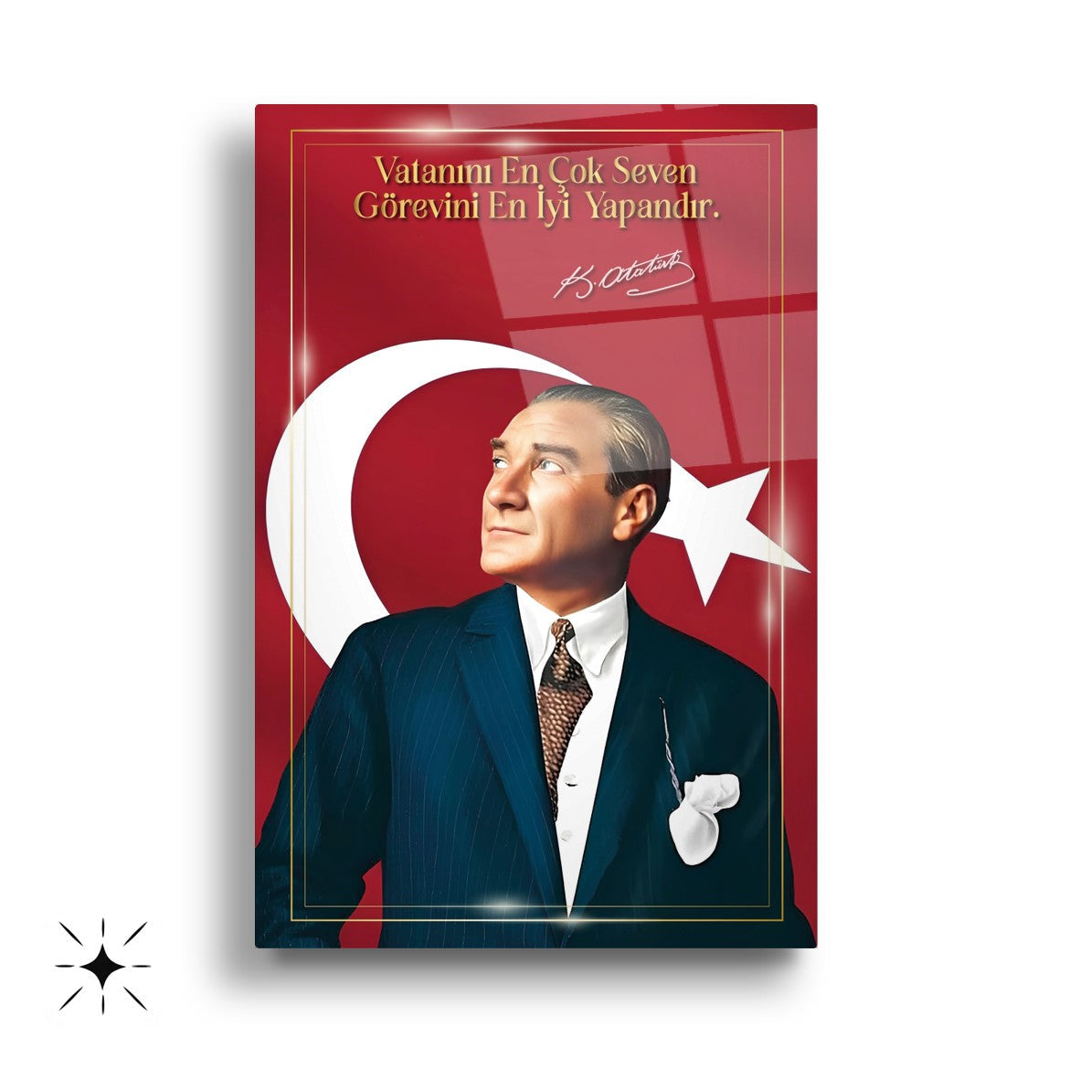 Atatürk Köşesi Üçlü Set Cam Tablo