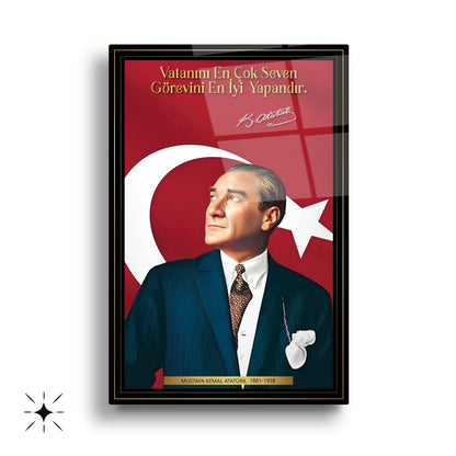 Atatürk Köşesi Üçlü Set Cam Tablo