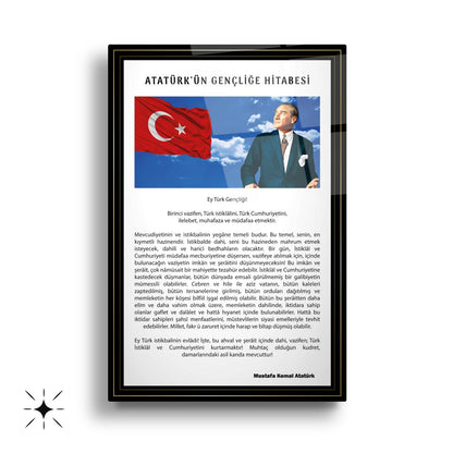 Atatürk Köşesi Üçlü Set Cam Tablo