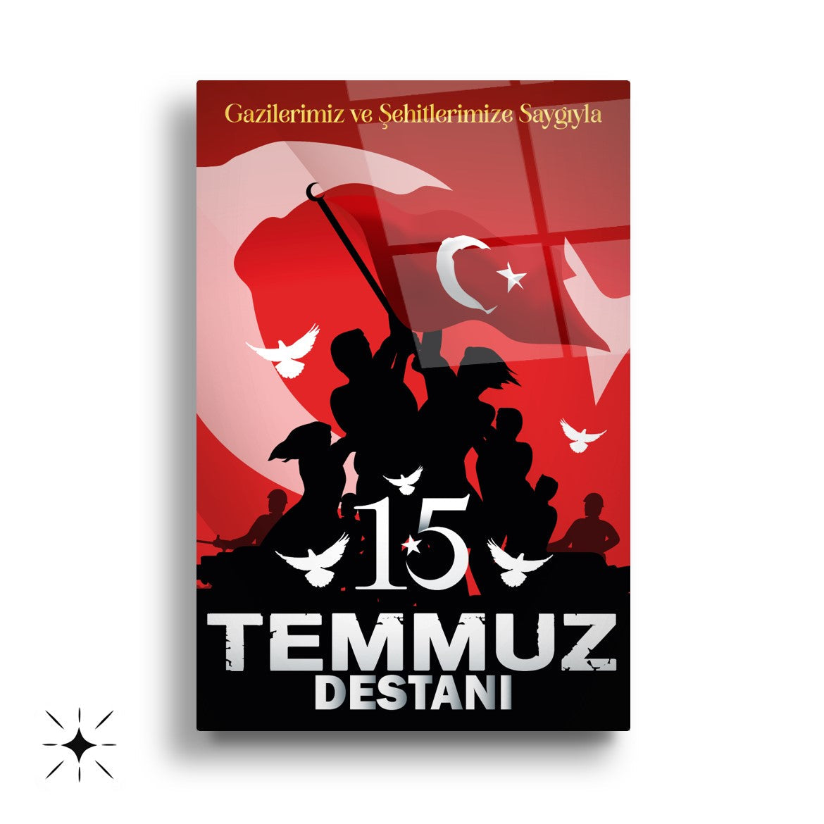 15 Temmuz Köşesi Üçlü Set Cam Tablo