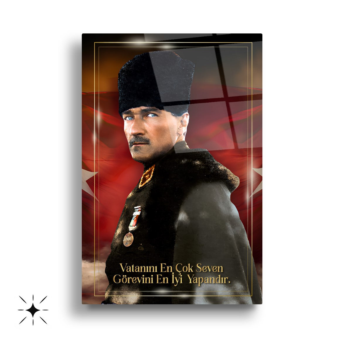 Atatürk Köşesi Üçlü Set Cam Tablo