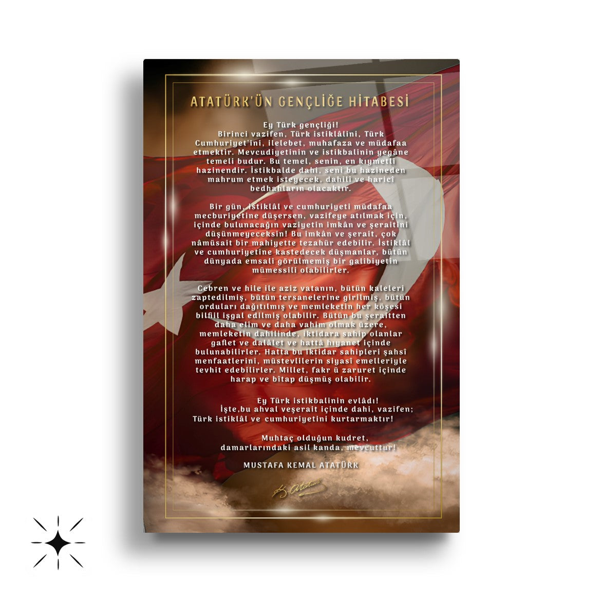 Atatürk Köşesi Üçlü Set Cam Tablo