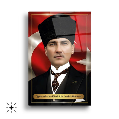 Atatürk Köşesi Üçlü Set Cam Tablo