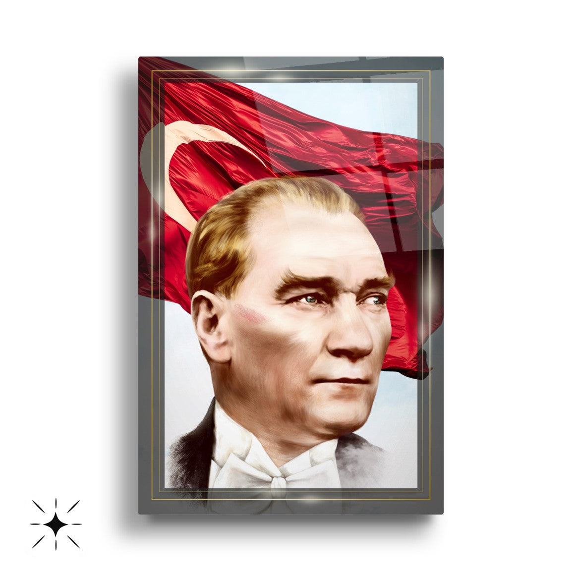 Atatürk Köşesi Üçlü Set Cam Tablo
