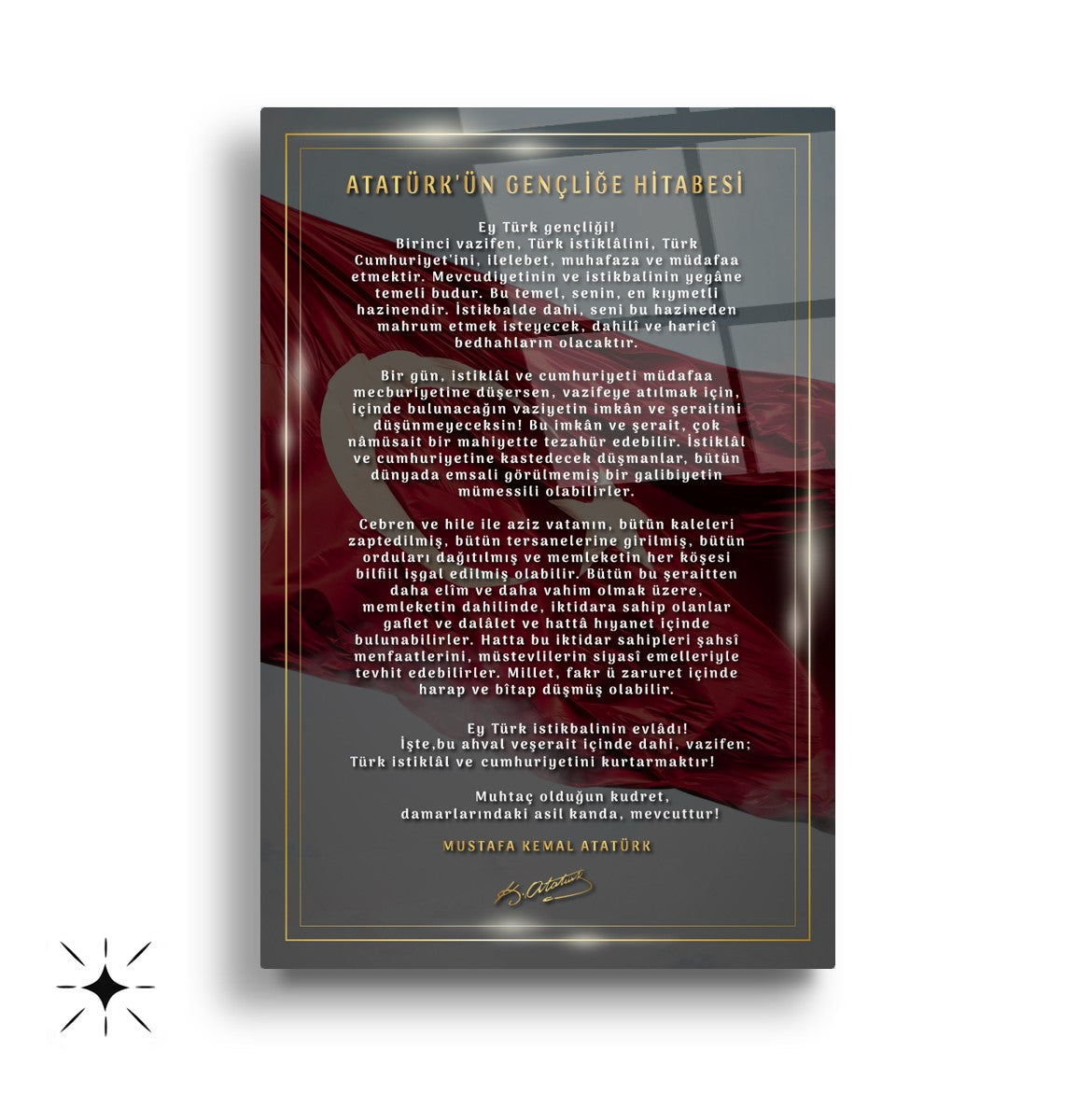 Atatürk Köşesi Üçlü Set Cam Tablo