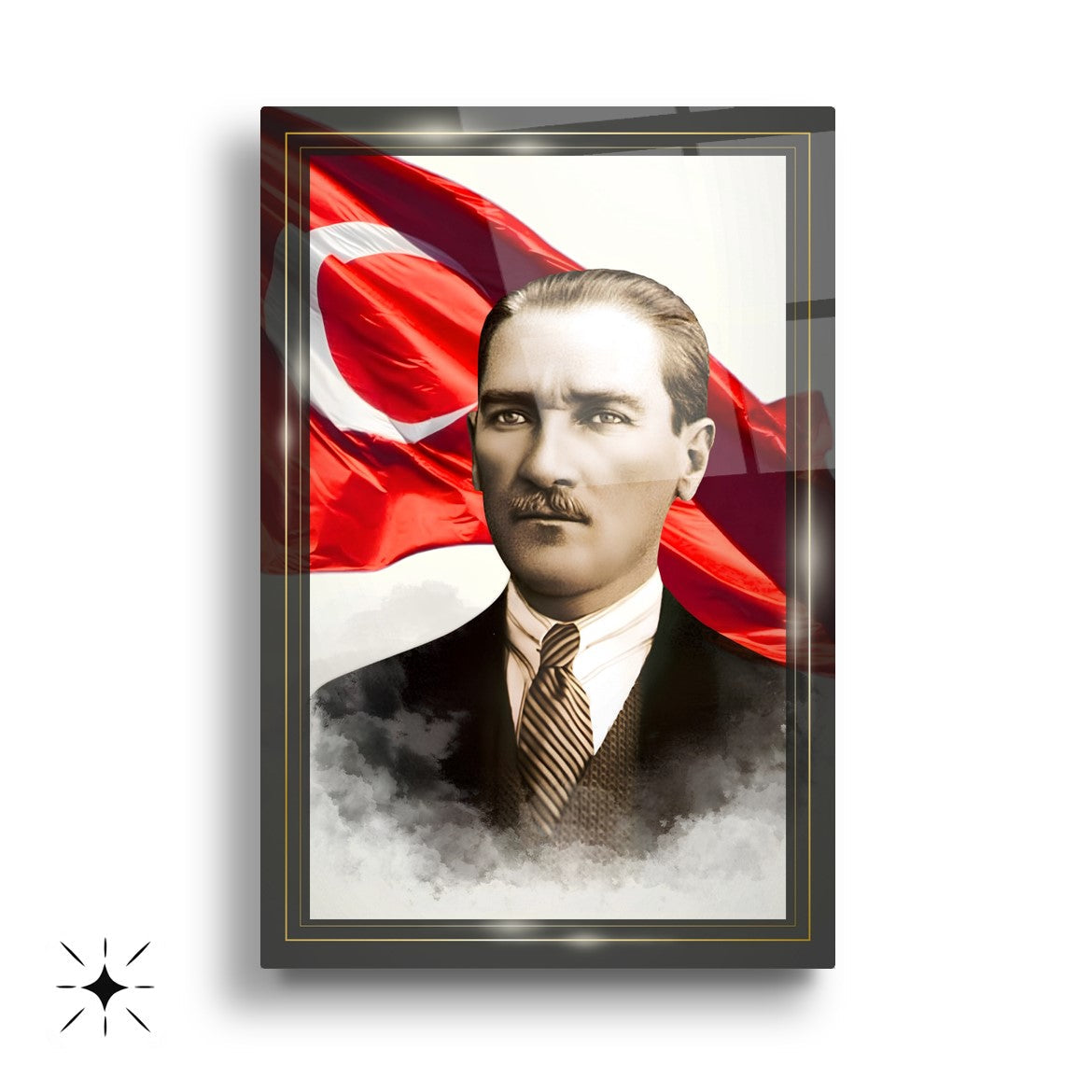 Atatürk Köşesi Üçlü Set Cam Tablo