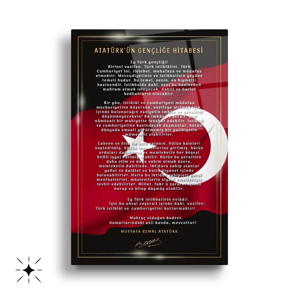 Atatürk Köşesi Üçlü Set Cam Tablo