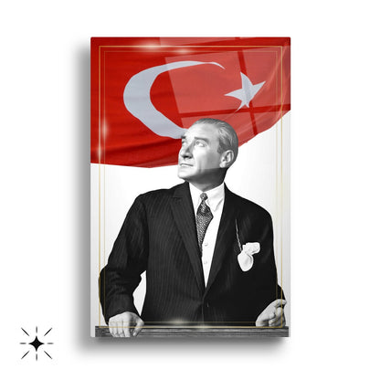 Atatürk Köşesi Üçlü Set Cam Tablo