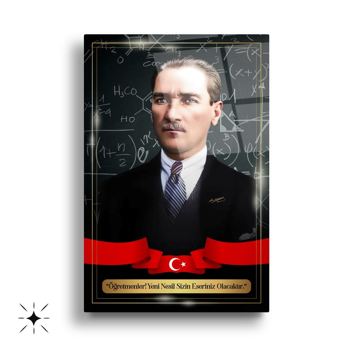 Atatürk Köşesi Üçlü Set Cam Tablo