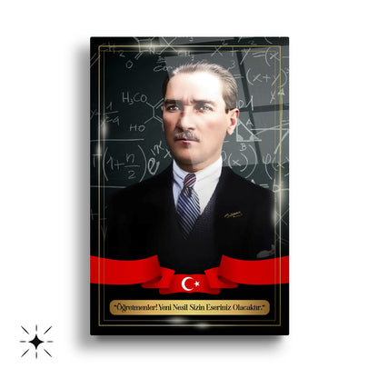 Atatürk Köşesi Üçlü Set Cam Tablo