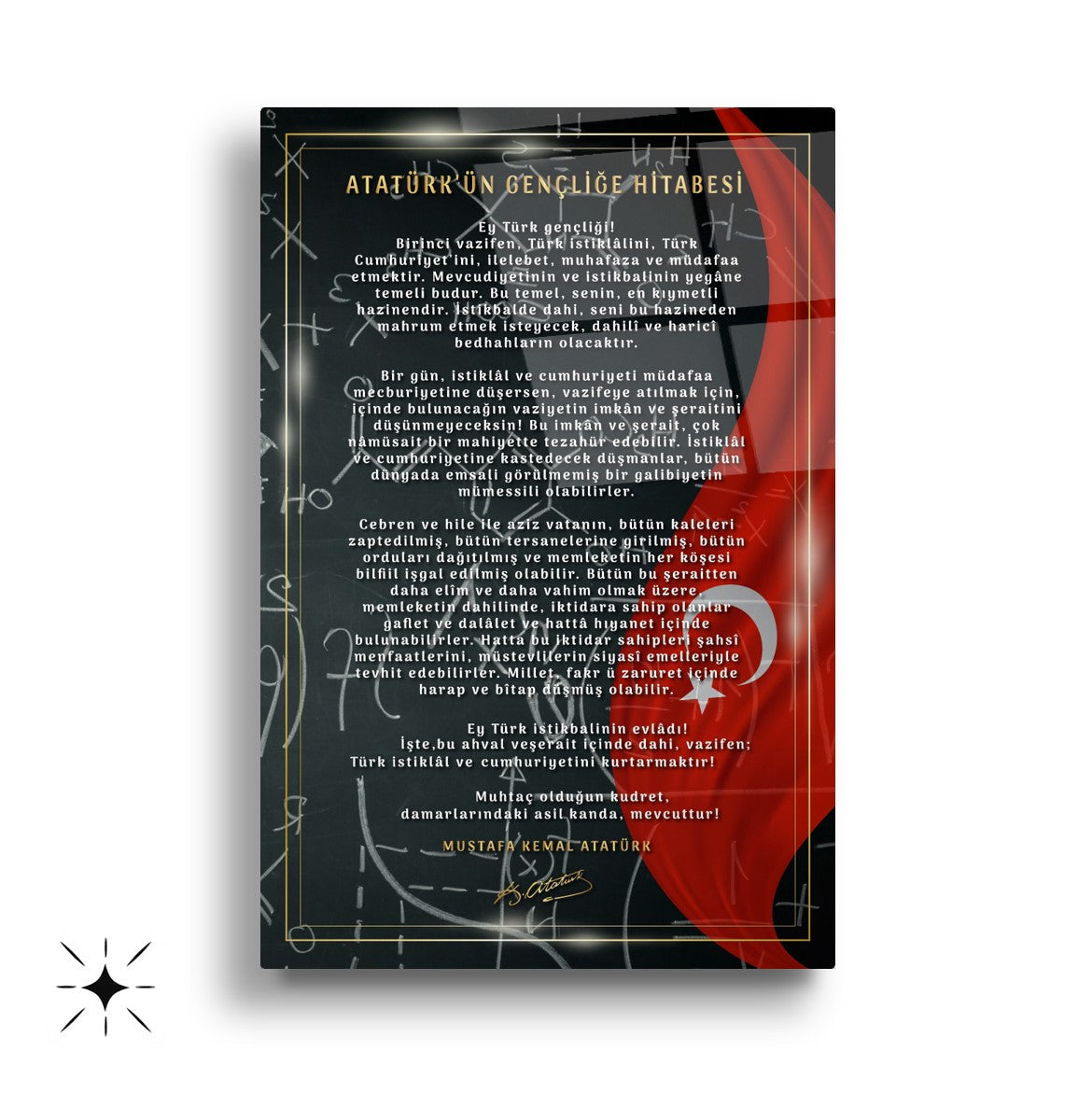 Atatürk Köşesi Üçlü Set Cam Tablo