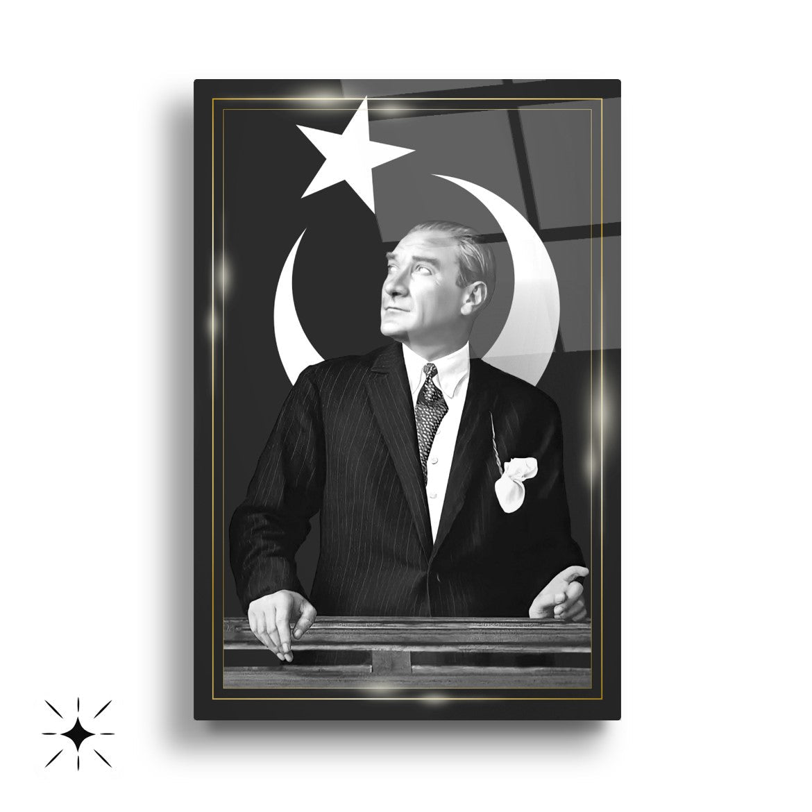 Atatürk Köşesi Üçlü Set Cam Tablo