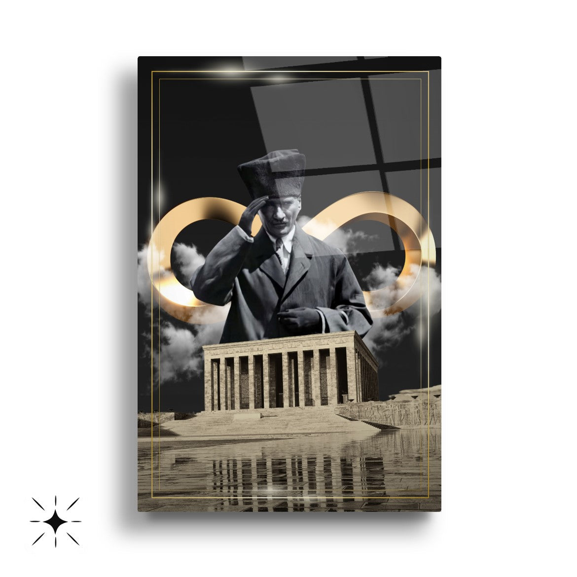 Atatürk Köşesi Üçlü Set Cam Tablo