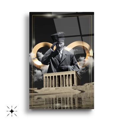 Atatürk Köşesi Üçlü Set Cam Tablo