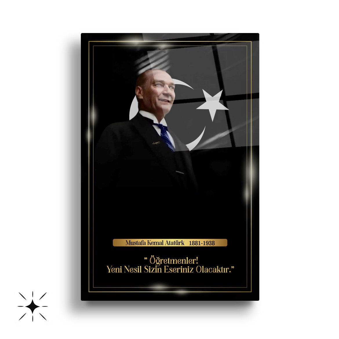 Atatürk Köşesi Üçlü Set Cam Tablo