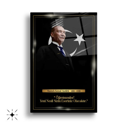 Atatürk Köşesi Üçlü Set Cam Tablo