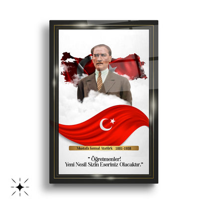 Atatürk Köşesi Üçlü Set Cam Tablo
