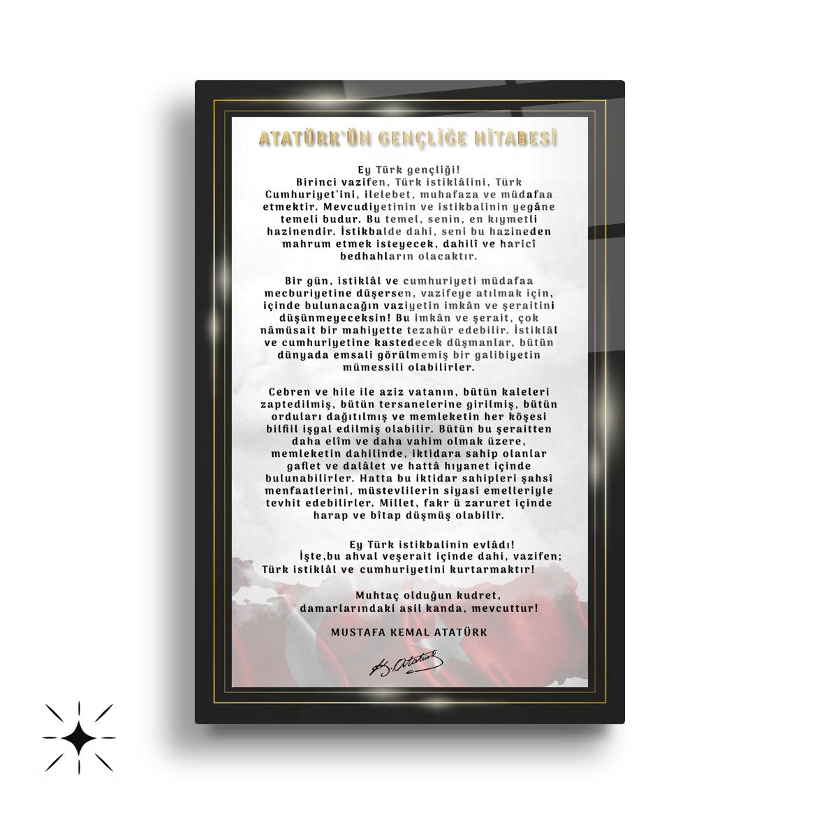 Atatürk Köşesi Üçlü Set Cam Tablo