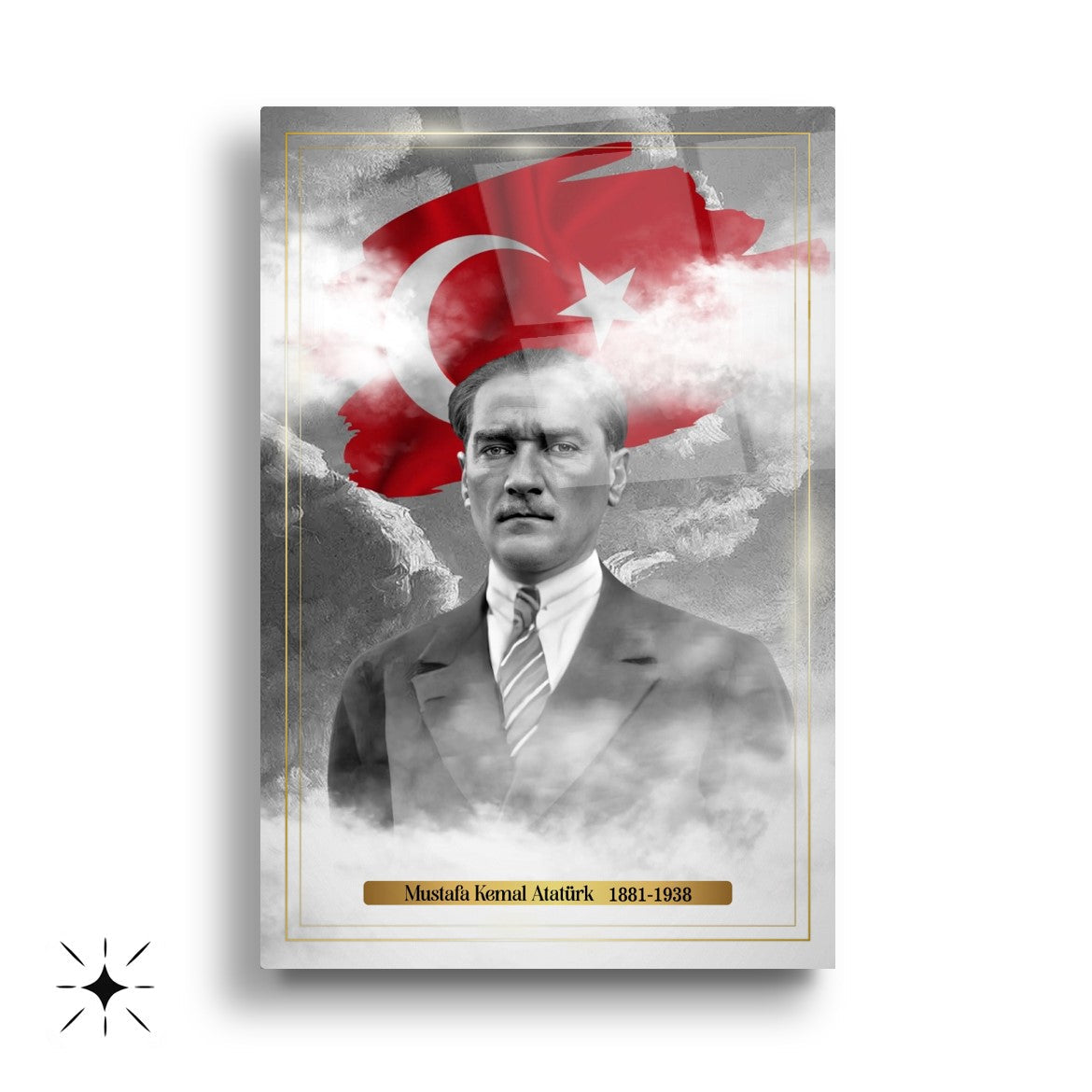 Atatürk Köşesi Üçlü Set Cam Tablo