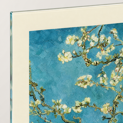 Van Gogh Badem Çiçekleri Dikey Cam Tablo - 4 mm cam kenarı
