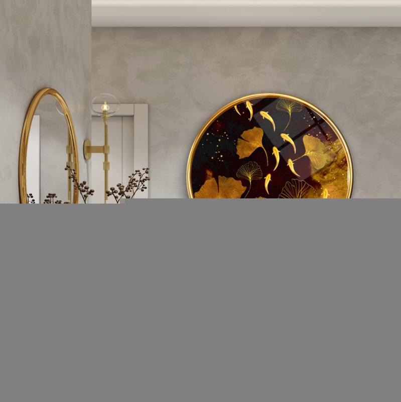 Gold Tema Yuvarlak Cam Tablo