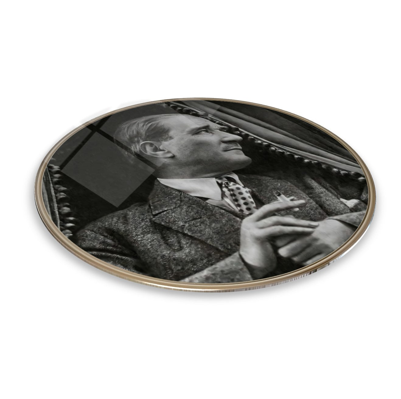 Atatürk Yuvarlak Cam Tablo