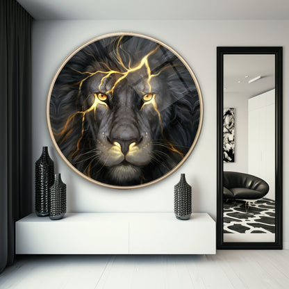 Aslan Yuvarlak Cam Tablo