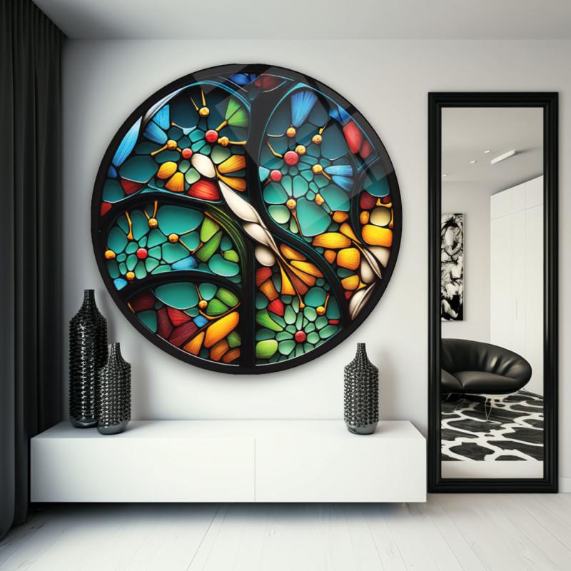 Vitray Yuvarlak Cam Tablo