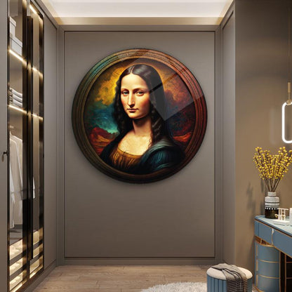 Mona Lisa Yuvarlak Cam Tablo