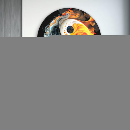 Ying Yang Yuvarlak Cam Tablo