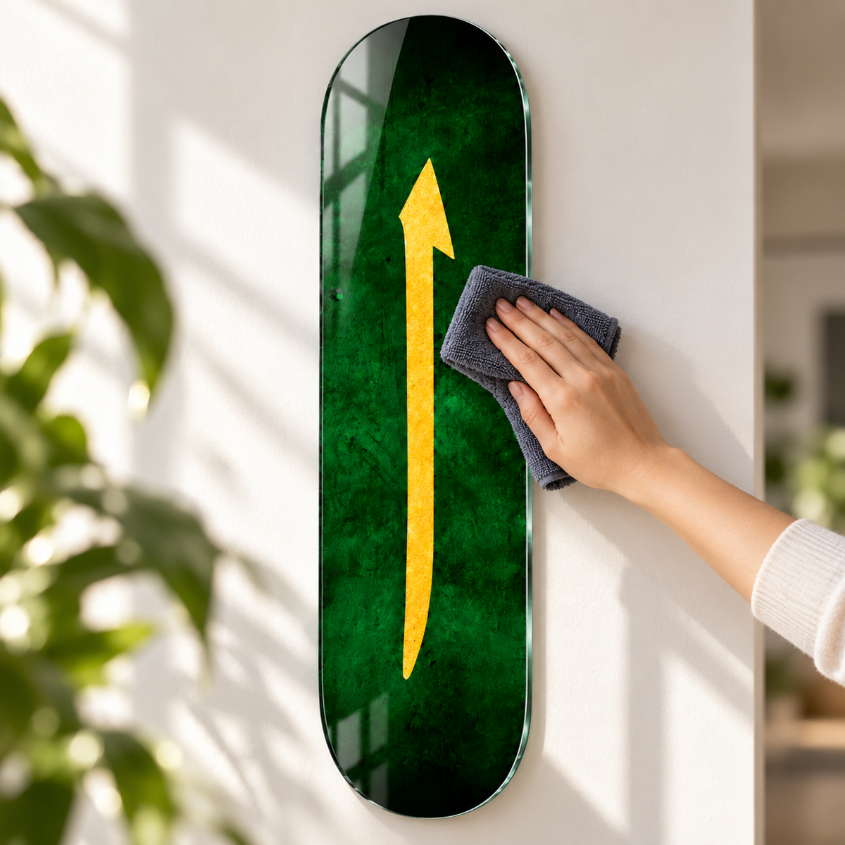 Cam tablo kolay temizlik - zümrüt yeşili sarı ok model